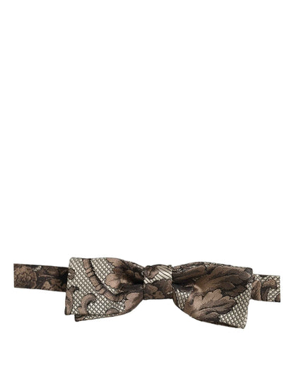 Men Brown Beige Floral Adjustable Neck Papillon Bow Tie