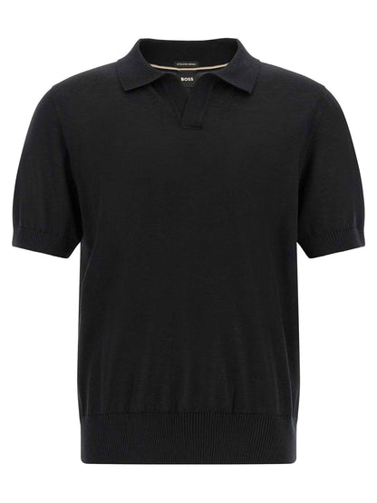 Black Virgin Wool Polo Shirt