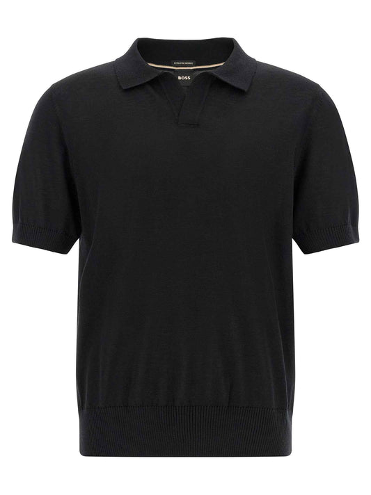Black Virgin Wool Polo Shirt