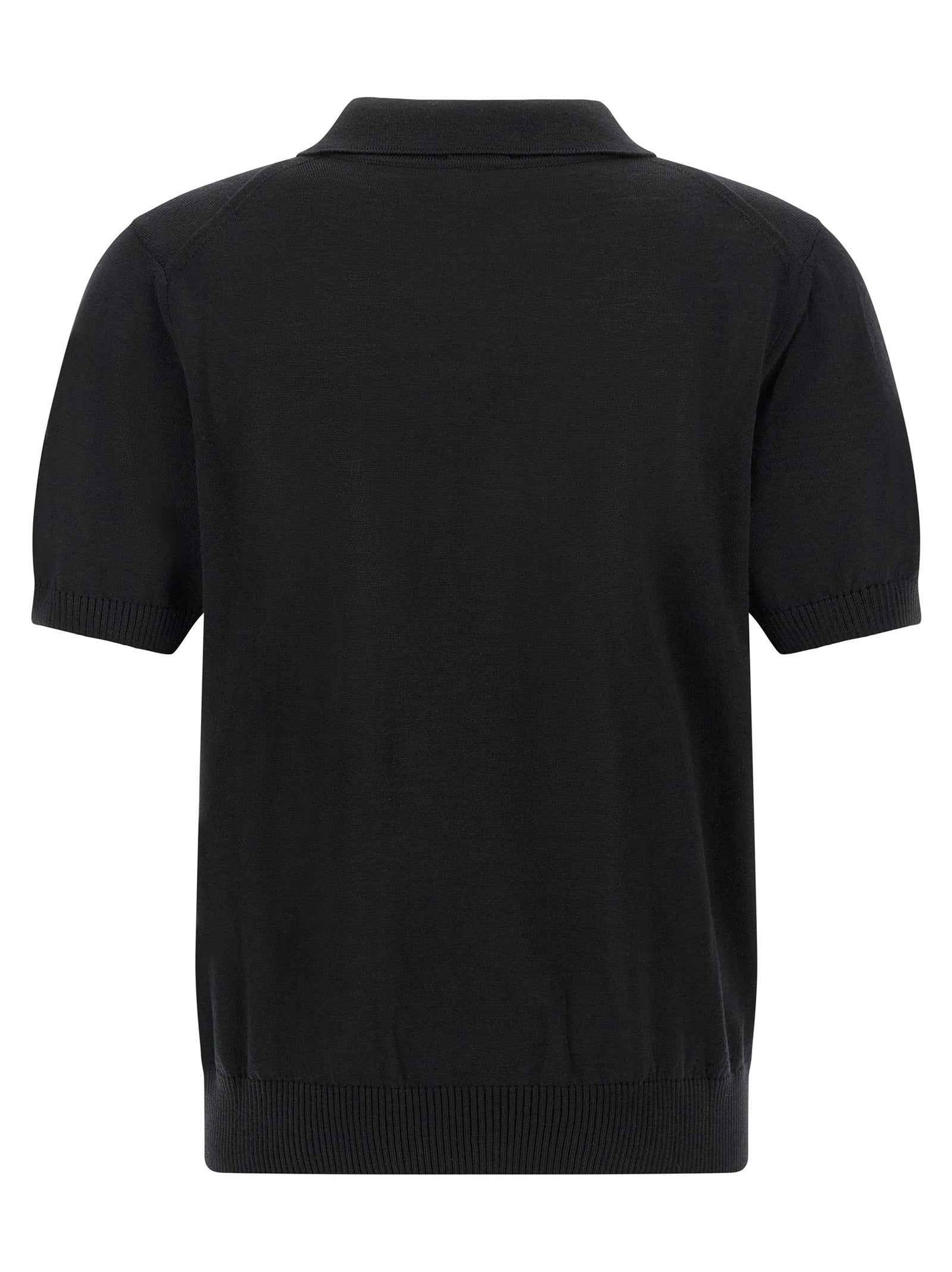 Black Virgin Wool Polo Shirt