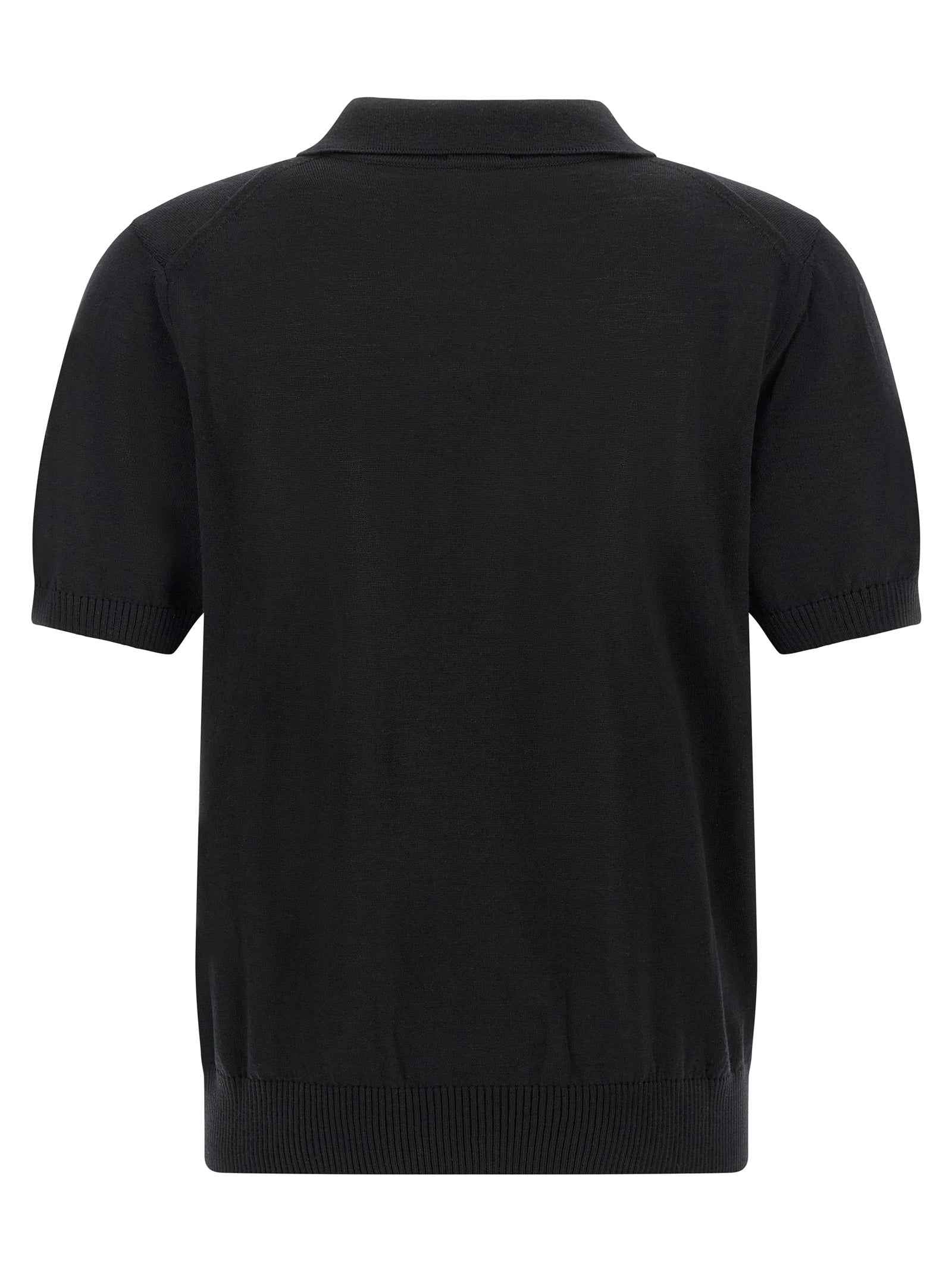 Black Virgin Wool Polo Shirt