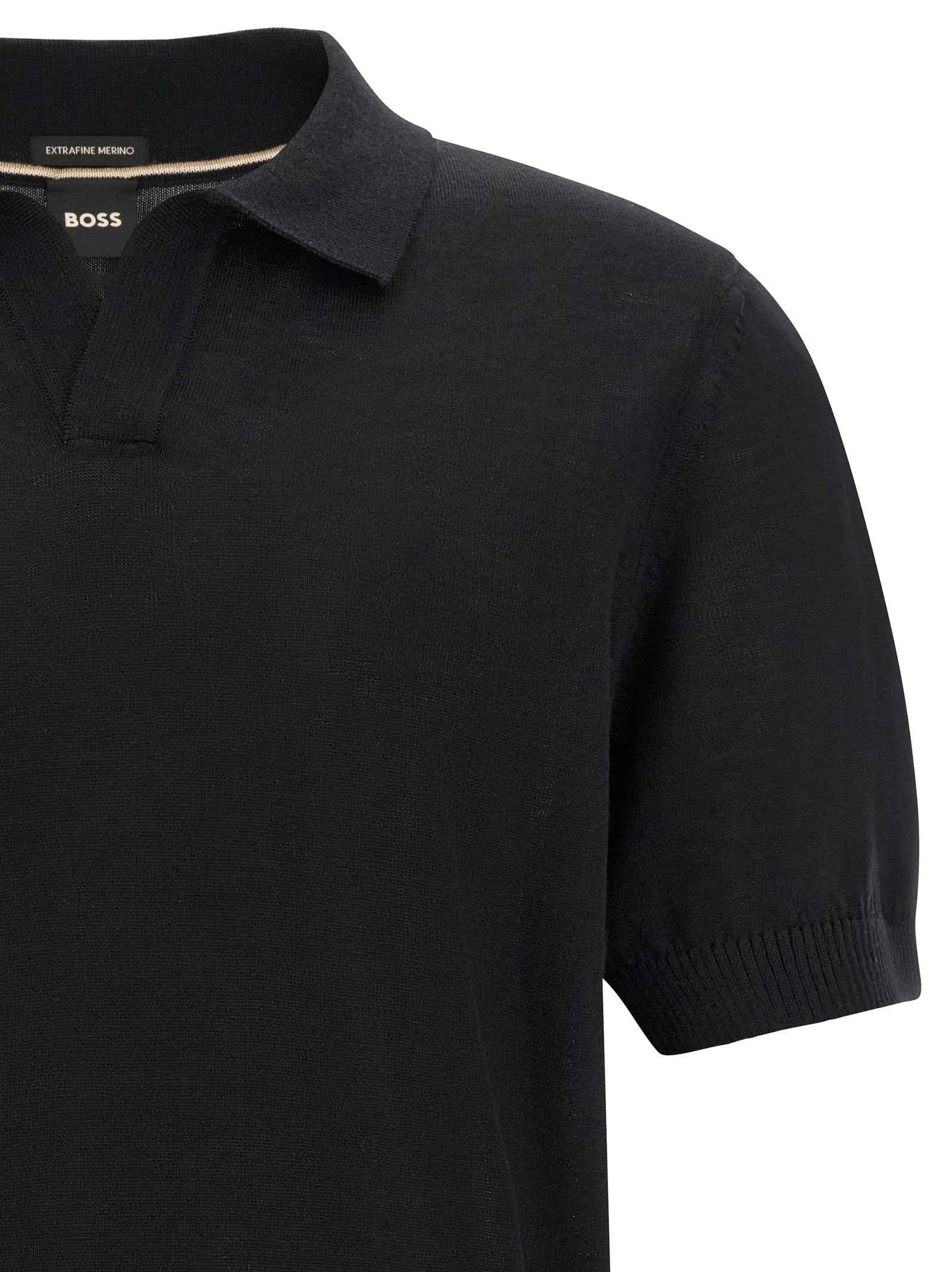 Black Virgin Wool Polo Shirt