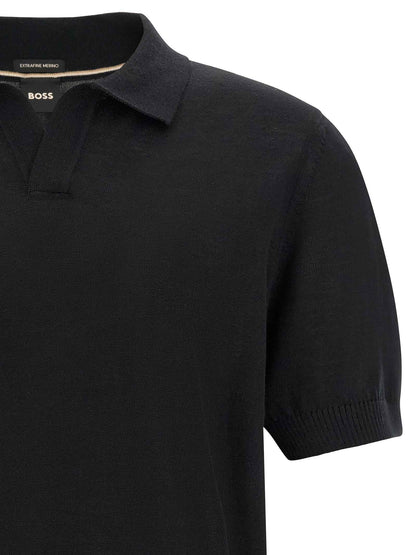 Black Virgin Wool Polo Shirt