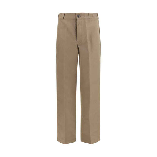 Brown Cotton Casual Pants