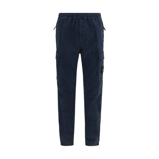 Blue Cotton Cargo Pants