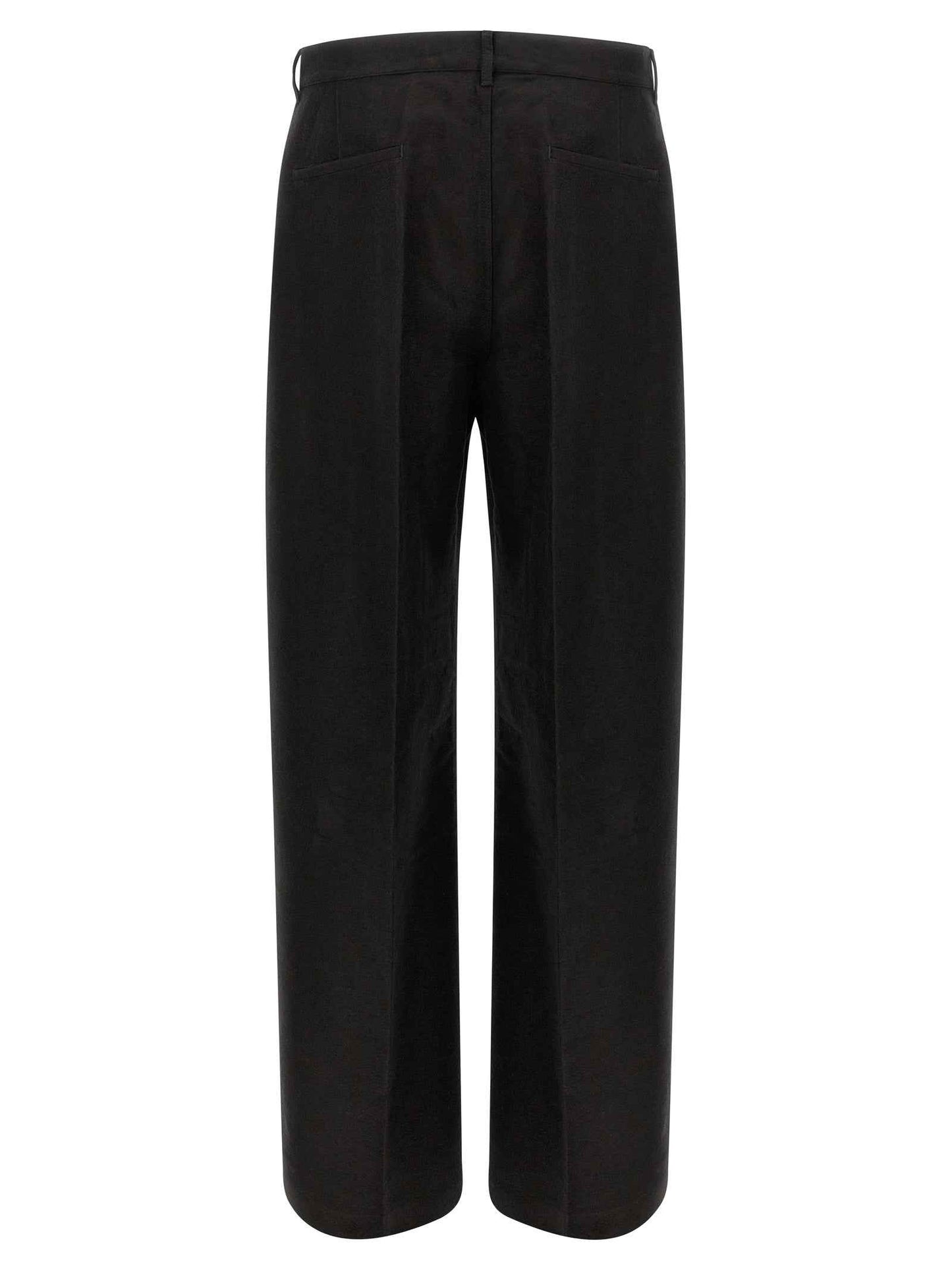 Black Ramie Casual Pants