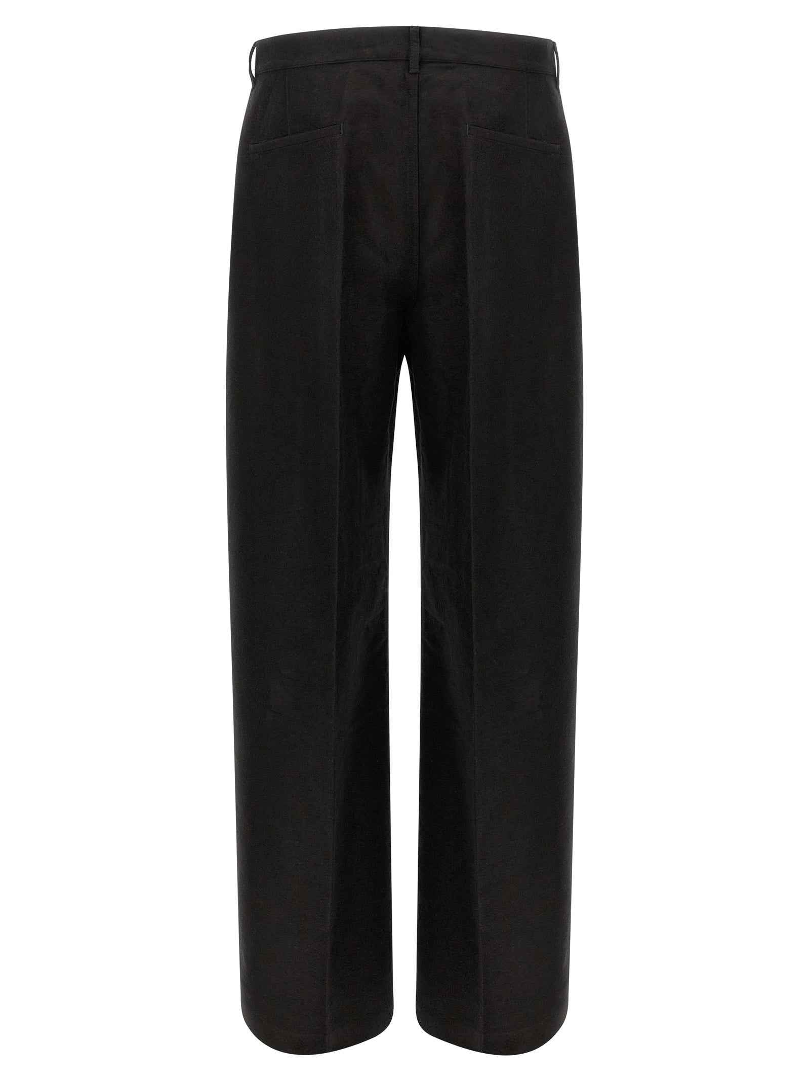 Black Ramie Casual Pants