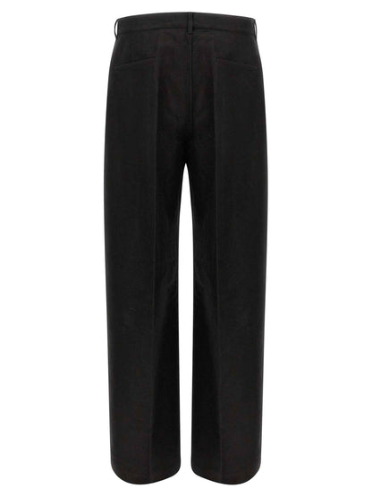 Black Ramie Casual Pants