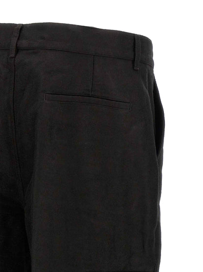 Black Ramie Casual Pants