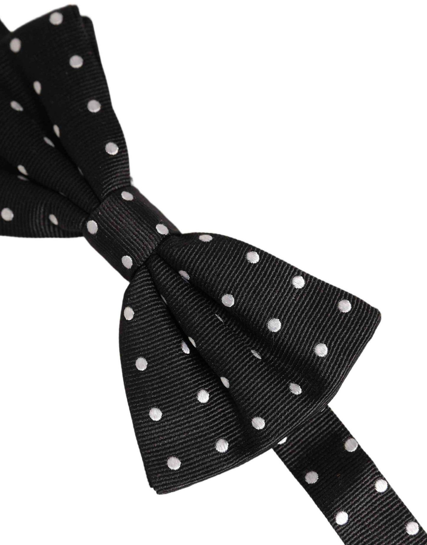 Black White Polka Dot Adjustable Neck Papillon Bow Tie