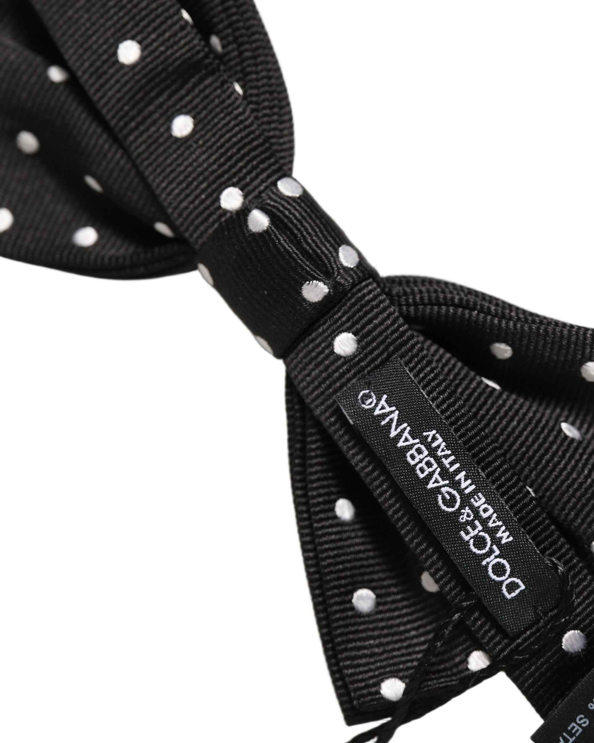 Black White Polka Dot Adjustable Neck Papillon Bow Tie