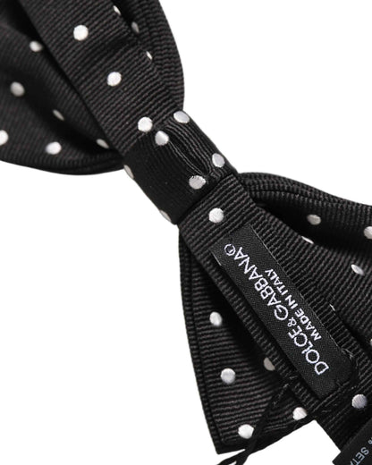 Black White Polka Dot Adjustable Neck Papillon Bow Tie