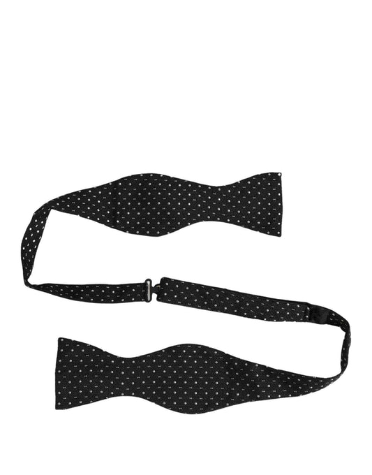 Black White Polka Dot Adjustable Neck Papillon Bow Tie