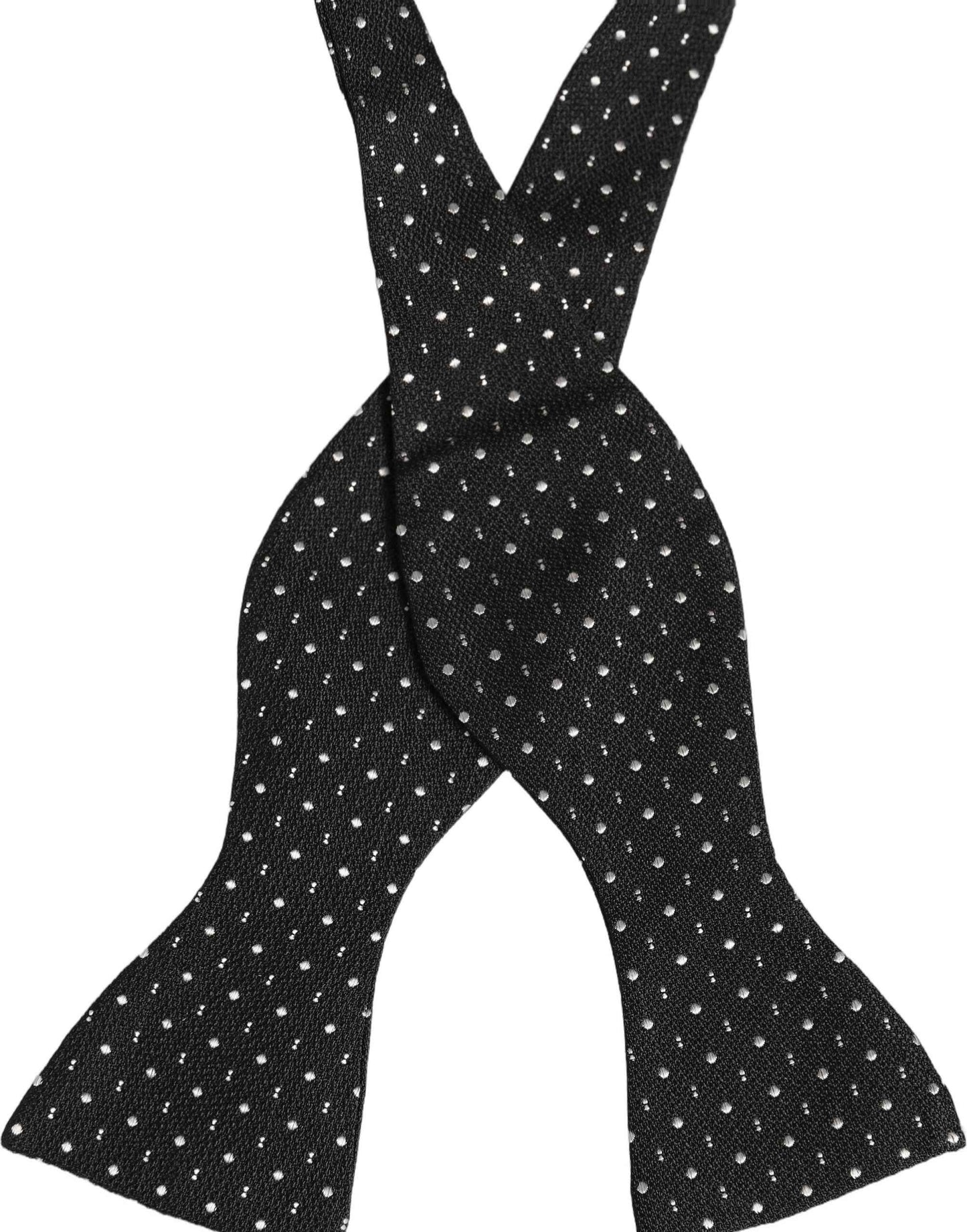 Black White Polka Dot Adjustable Neck Papillon Bow Tie