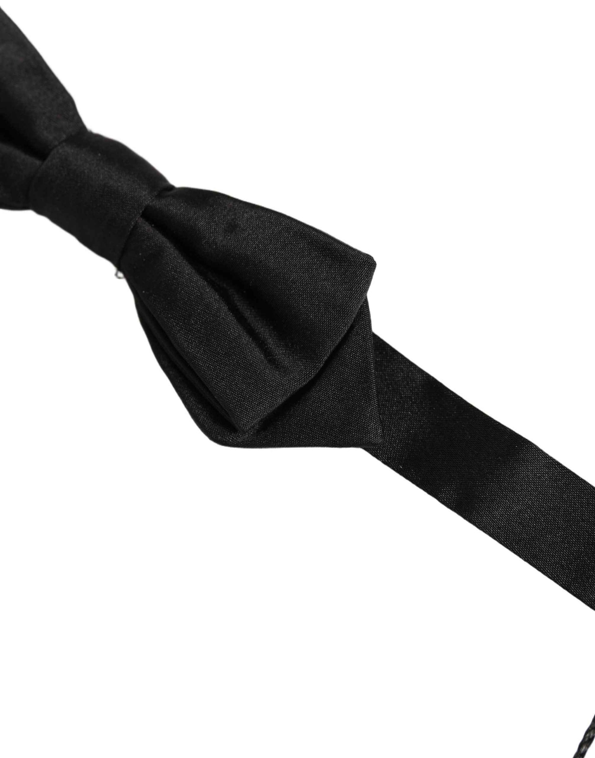 Men Black 100% Silk Adjustable Neck Papillon Bow Tie