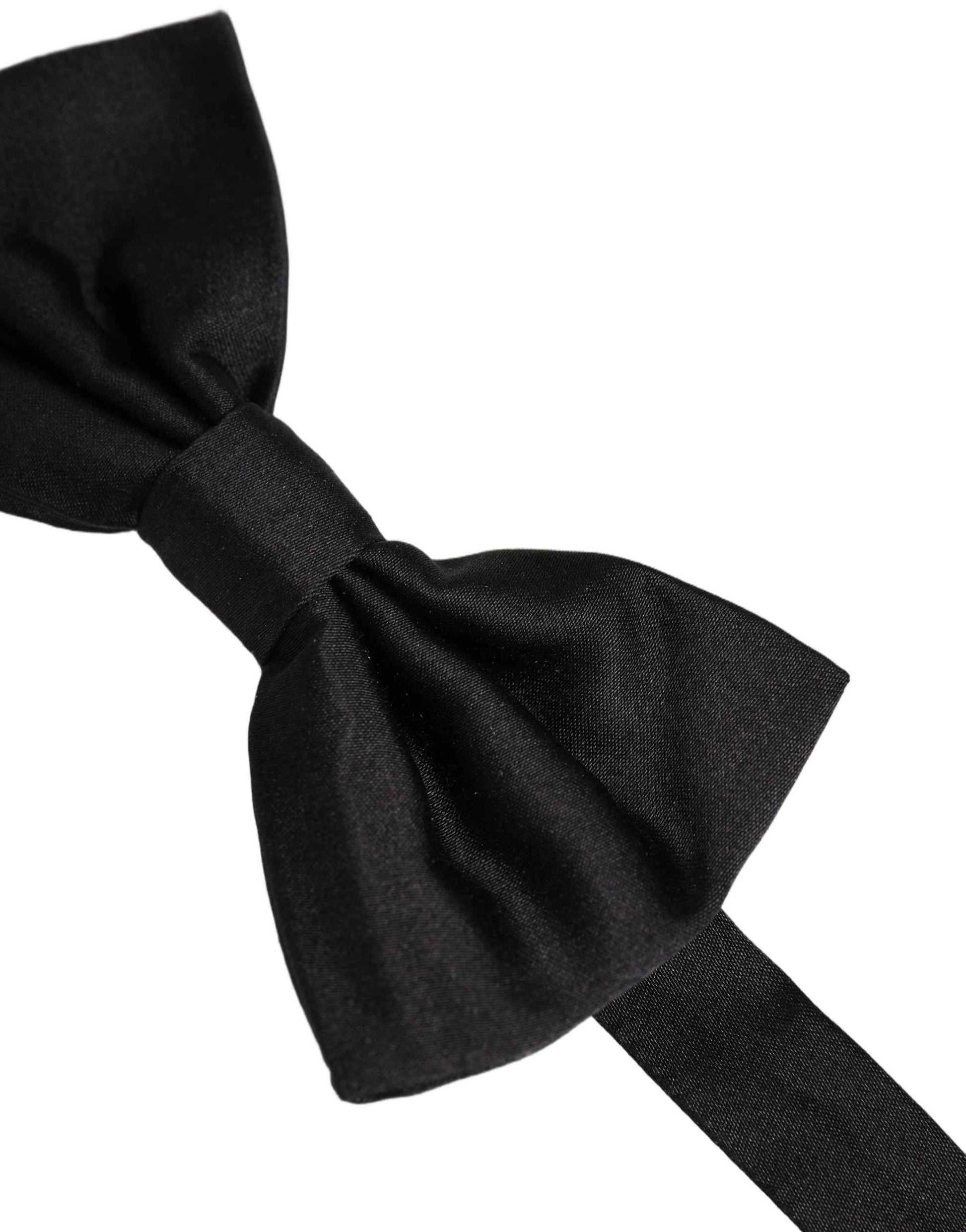 Men Black 100% Silk Adjustable Neck Papillon Bow Tie
