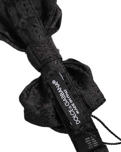 Men Black Paisley Silk Adjustable Neck Papillon Bow Tie