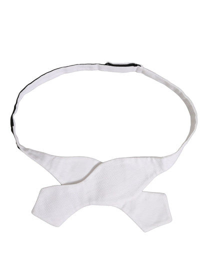 Men White 100% Silk Adjustable Neck Papillon Bow Tie