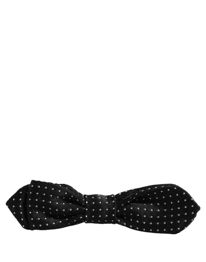 Black White Polka Dot Adjustable Neck Papillon Bow Tie