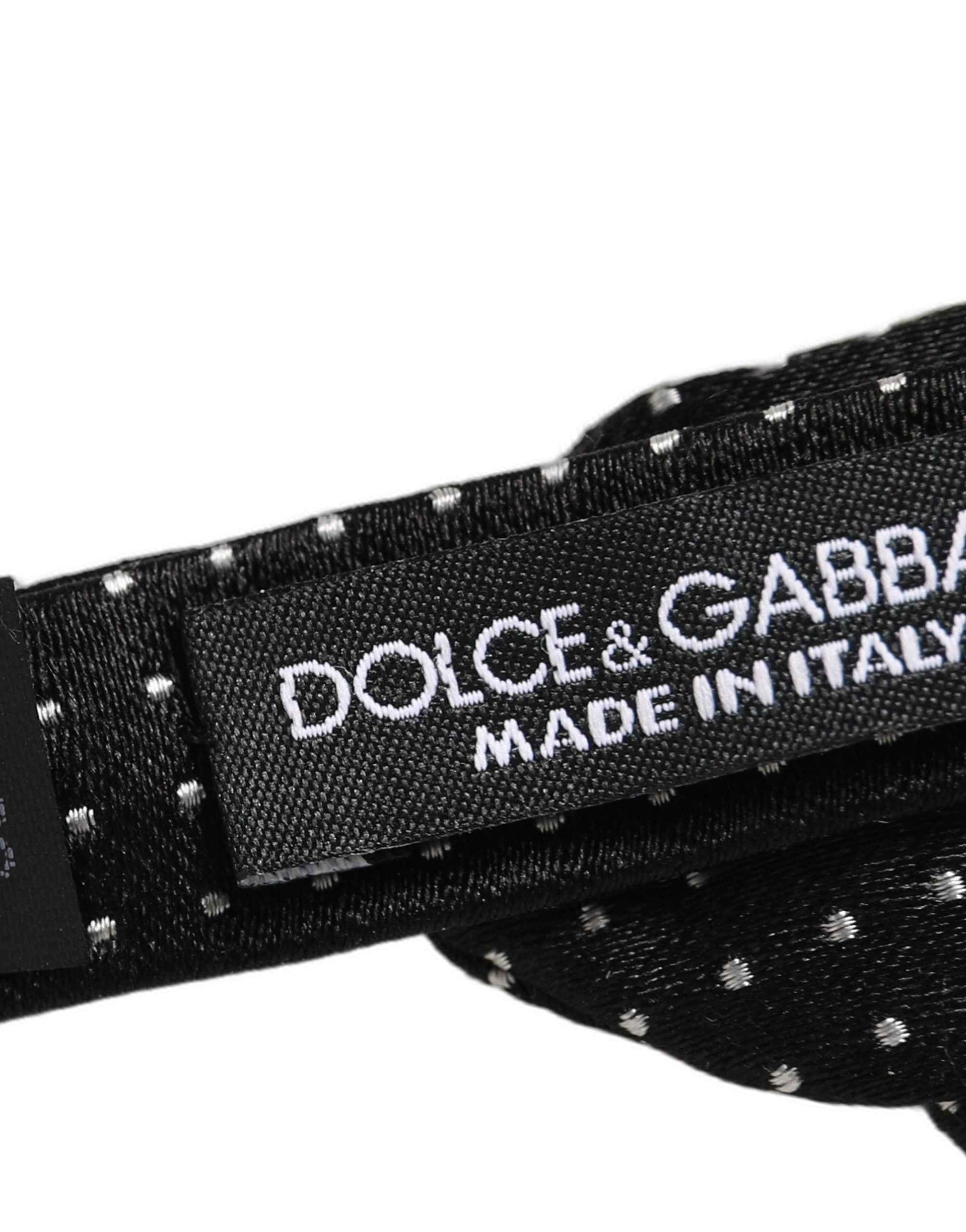 Black White Polka Dot Adjustable Neck Papillon Bow Tie