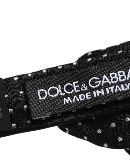 Black White Polka Dot Adjustable Neck Papillon Bow Tie