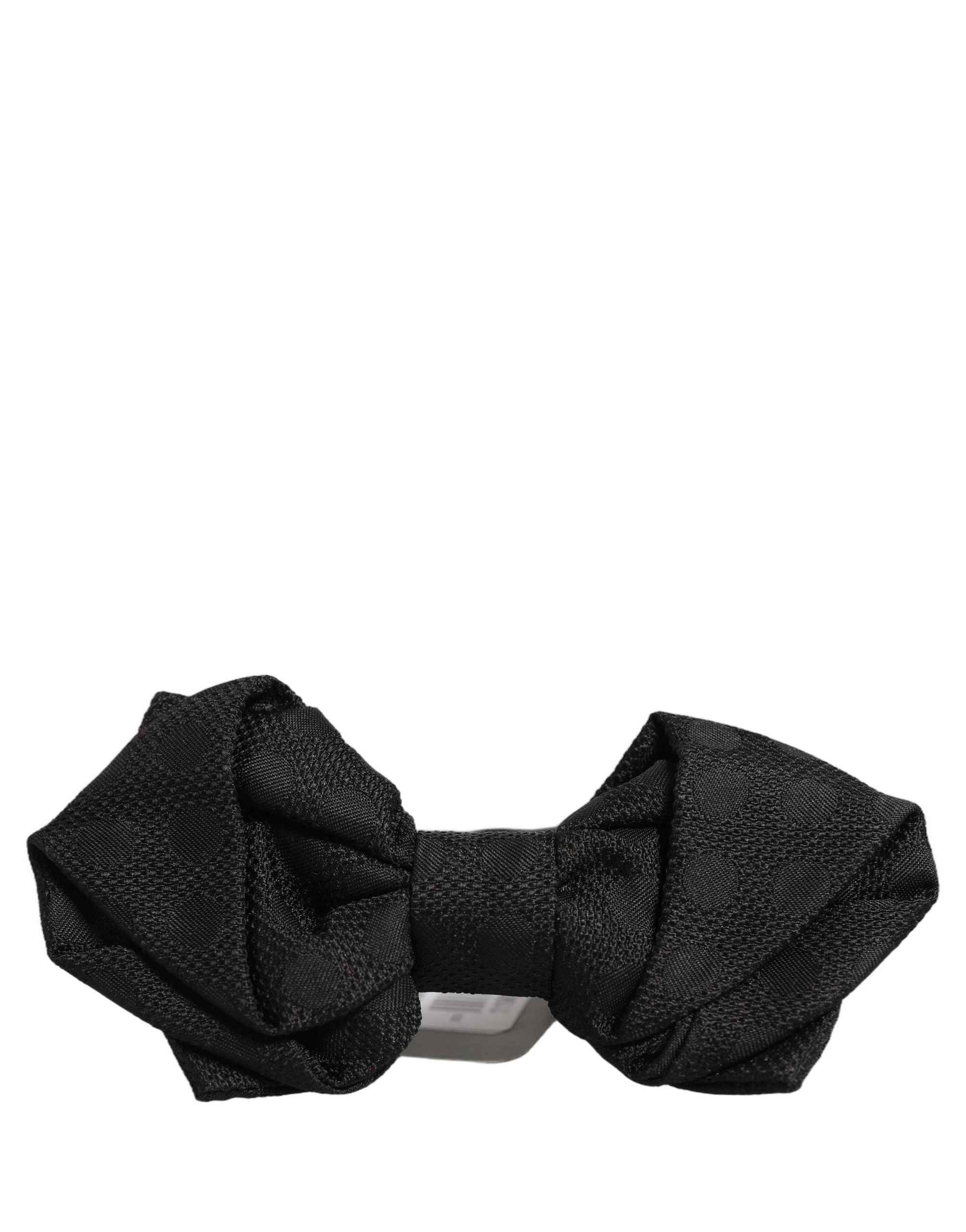 Men Black 100% Silk Adjustable Neck Papillon Bow Tie