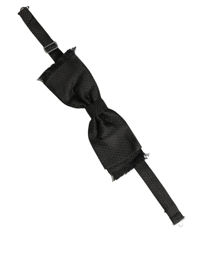 Men Black 100% SIlk Adjustable Neck Papillon Bow Tie