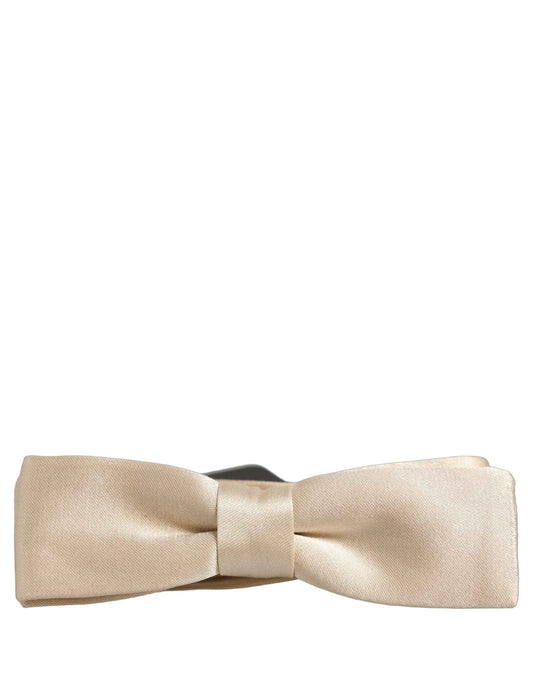 Men Beige 100% Silk Adjustable Neck Papillon Bow Tie