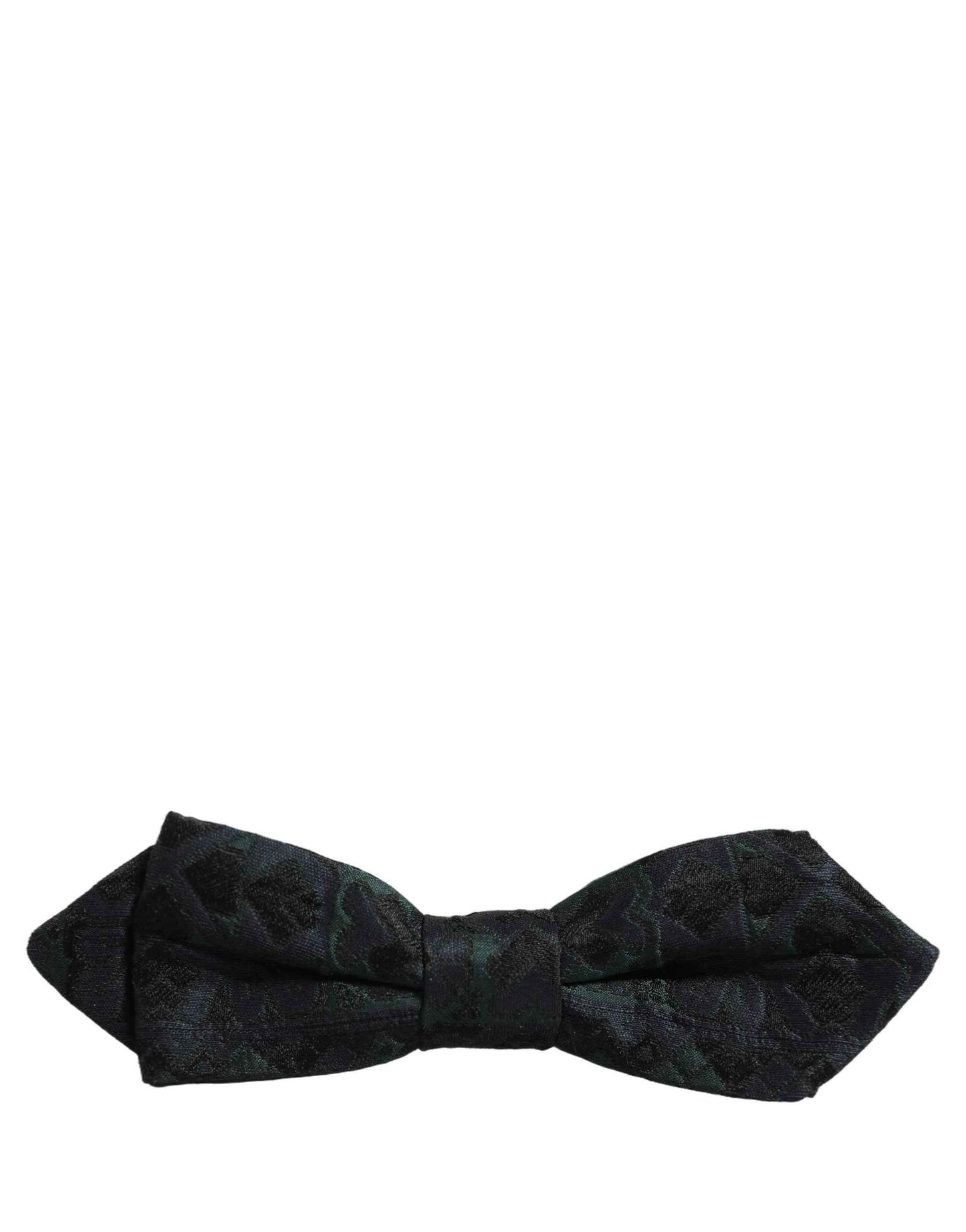 Men Black Green Paisley Adjustable Neck Papillon Bow Tie