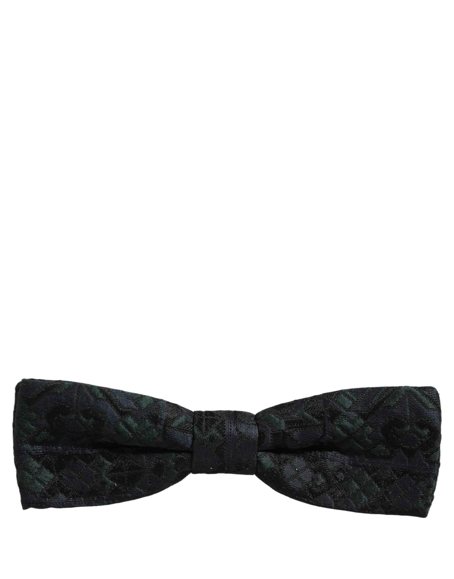 Men Black Green Paisley Adjustable Neck Papillon Bow Tie
