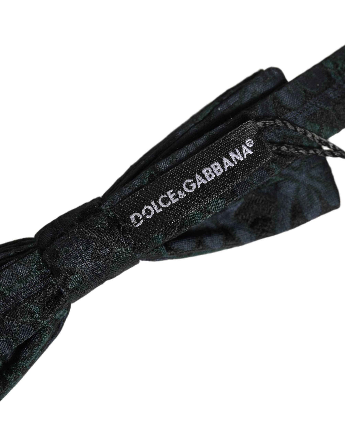 Men Black Green Paisley Adjustable Neck Papillon Bow Tie