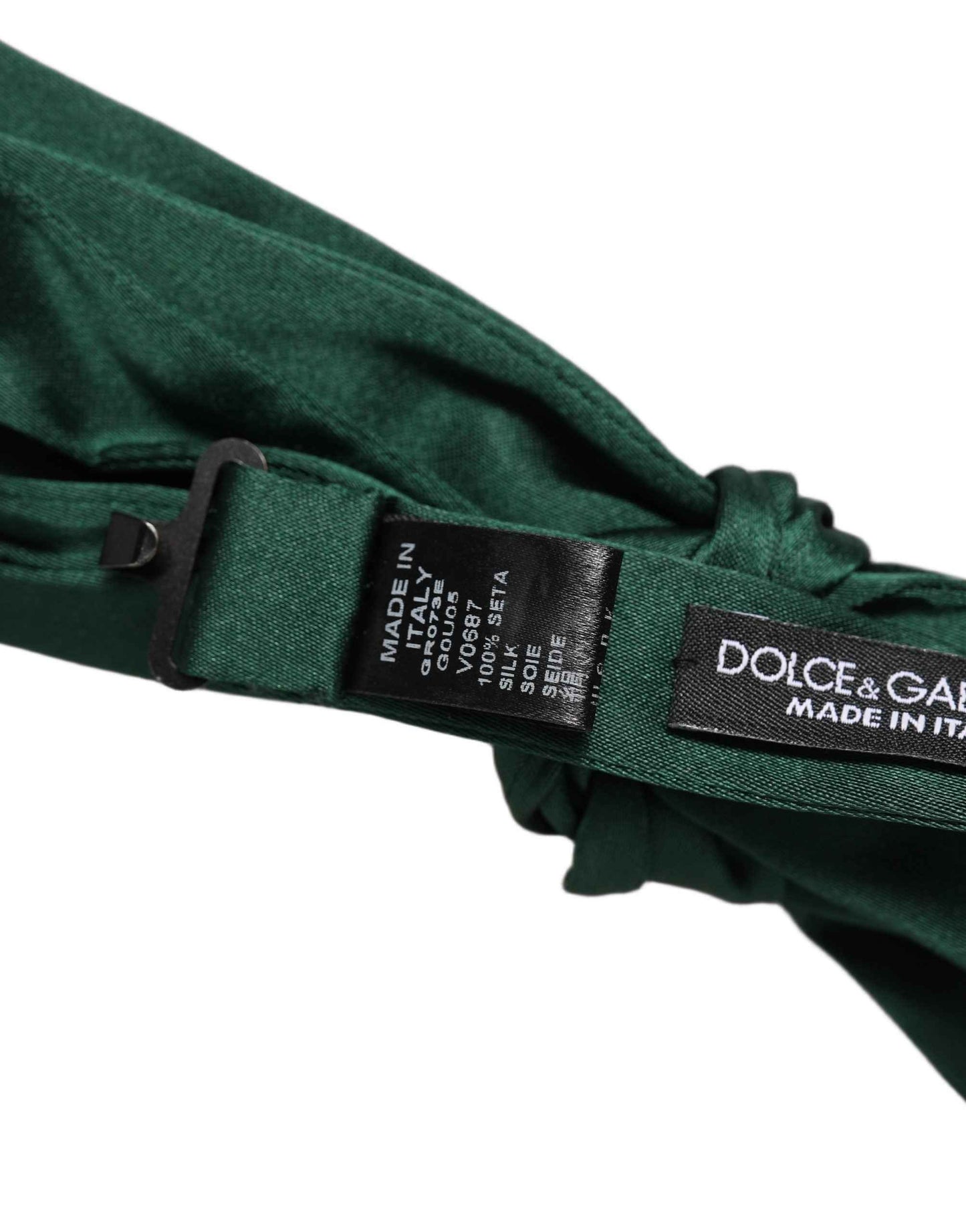 Men Dark Green Silk Adjustable Neck Papillon Bow Tie