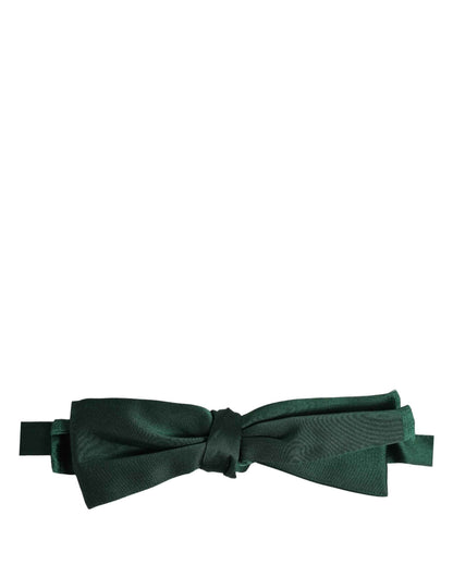Men Dark Green Silk Adjustable Neck Papillon Bow Tie