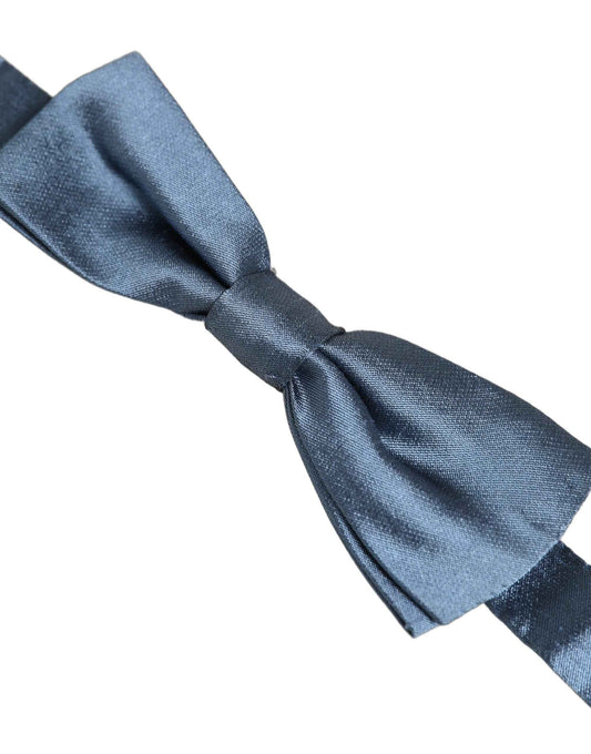 Men Light Blue Silk Adjustable Neck Papillon Bow Tie