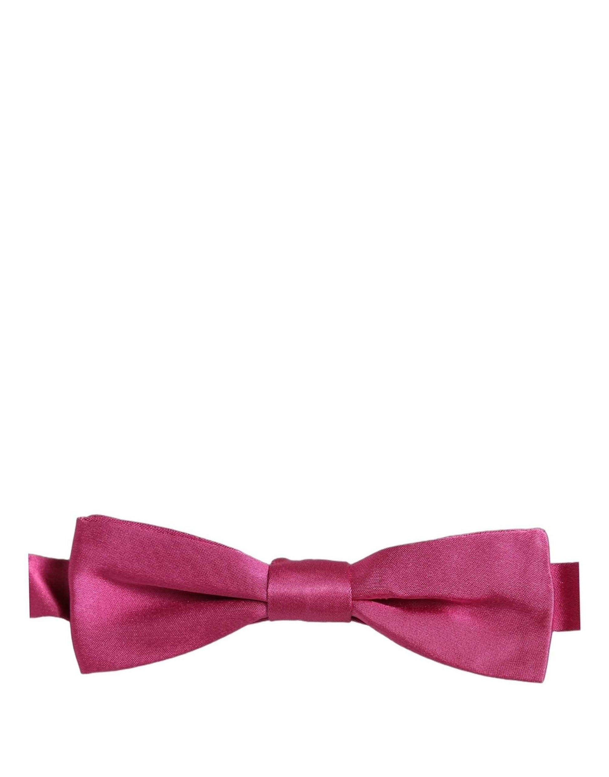 Men Pink 100% Silk Adjustable Neck Papillon Bow Tie