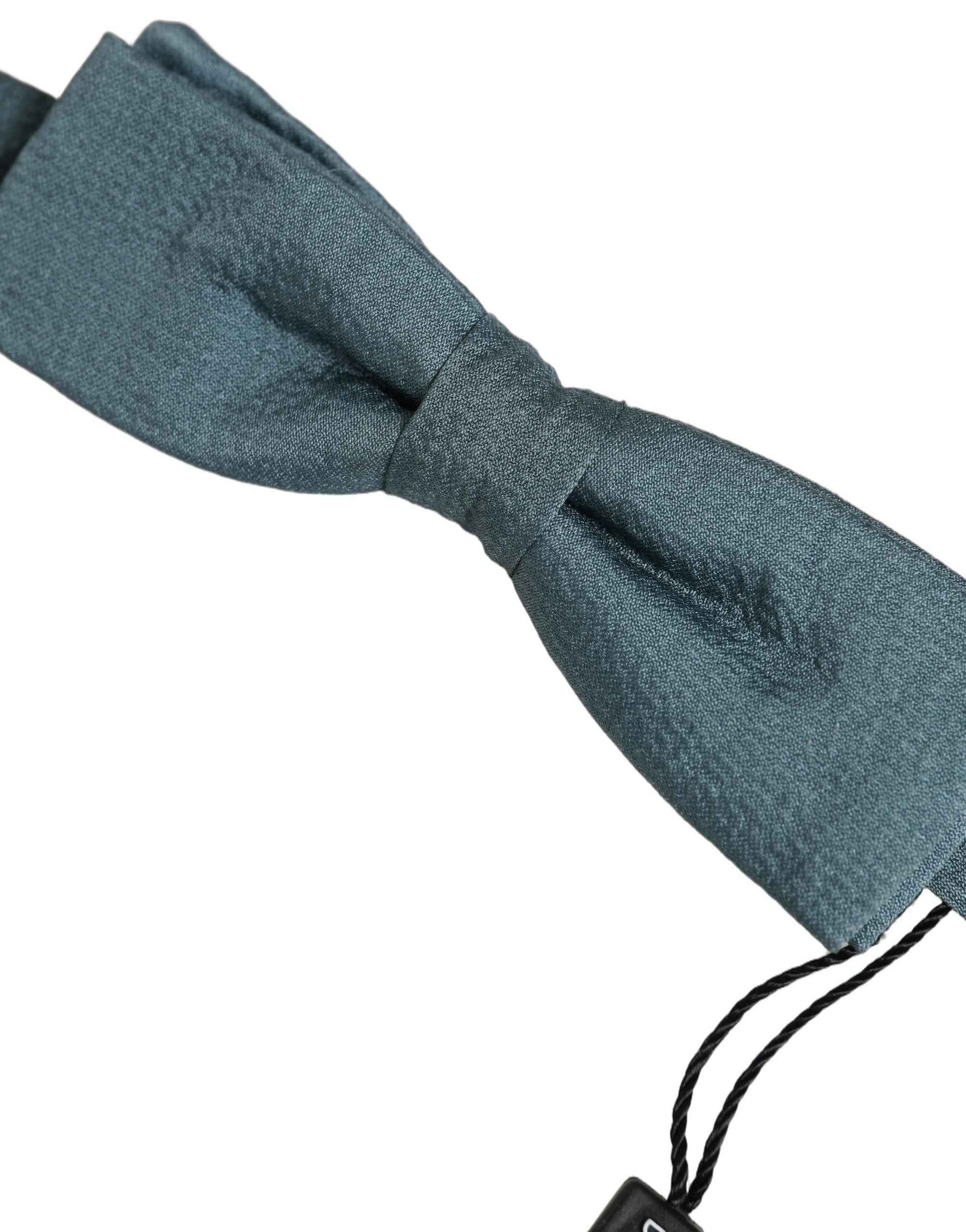 Men Steel Blue 100% Silk Adjustable Neck Papillon Bow Tie