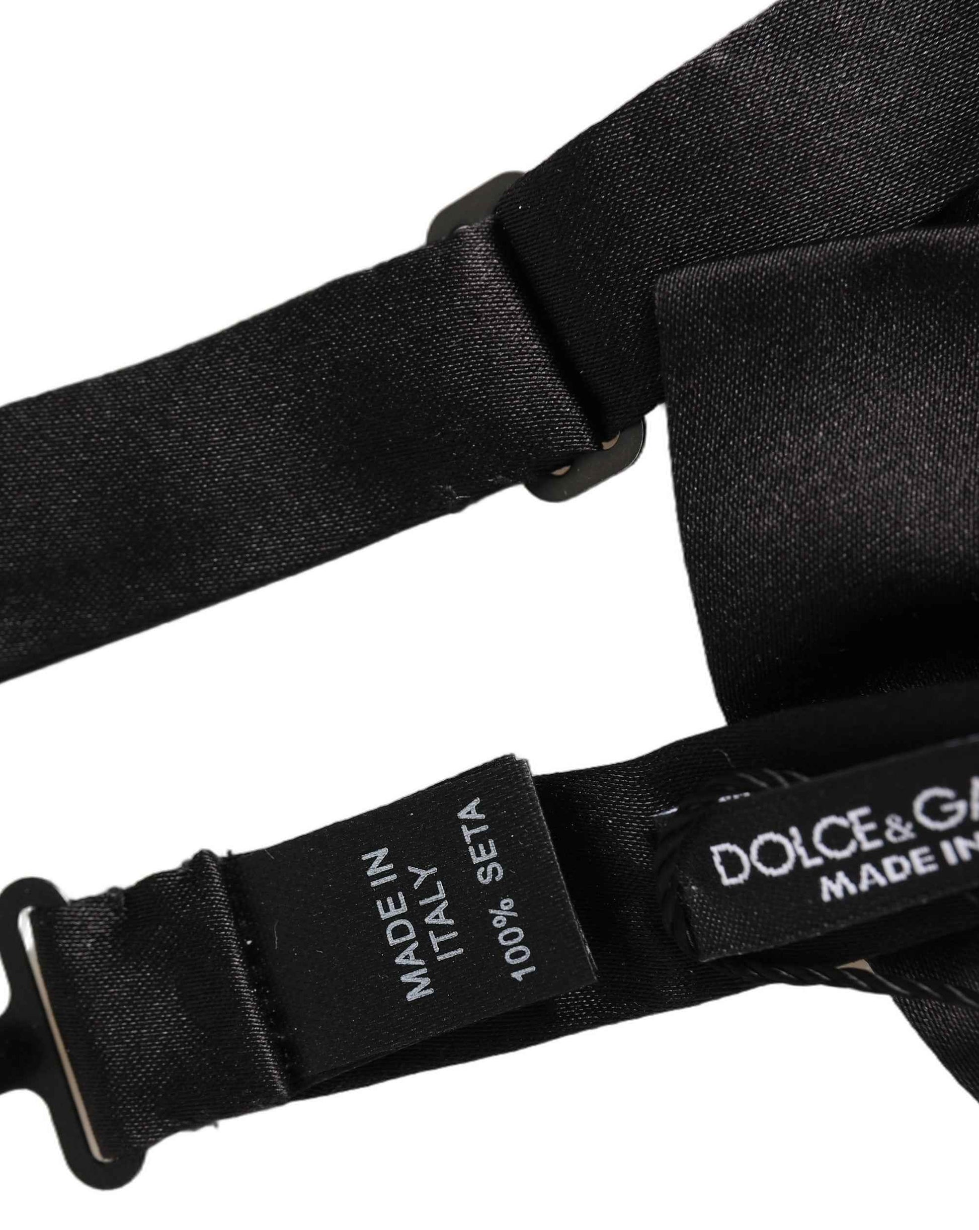 Men Black 100% Silk Adjustable Neck Papillon Bow Tie