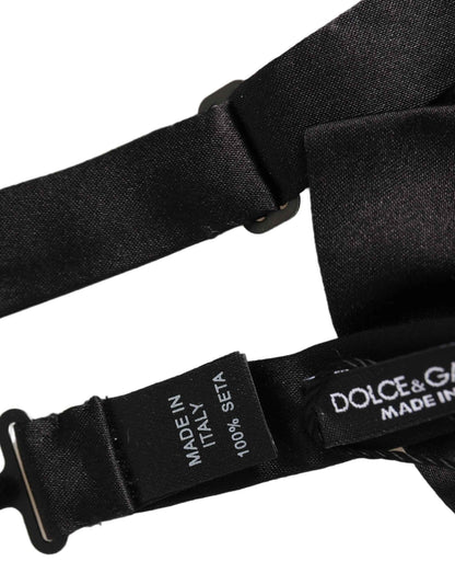 Men Black 100% Silk Adjustable Neck Papillon Bow Tie
