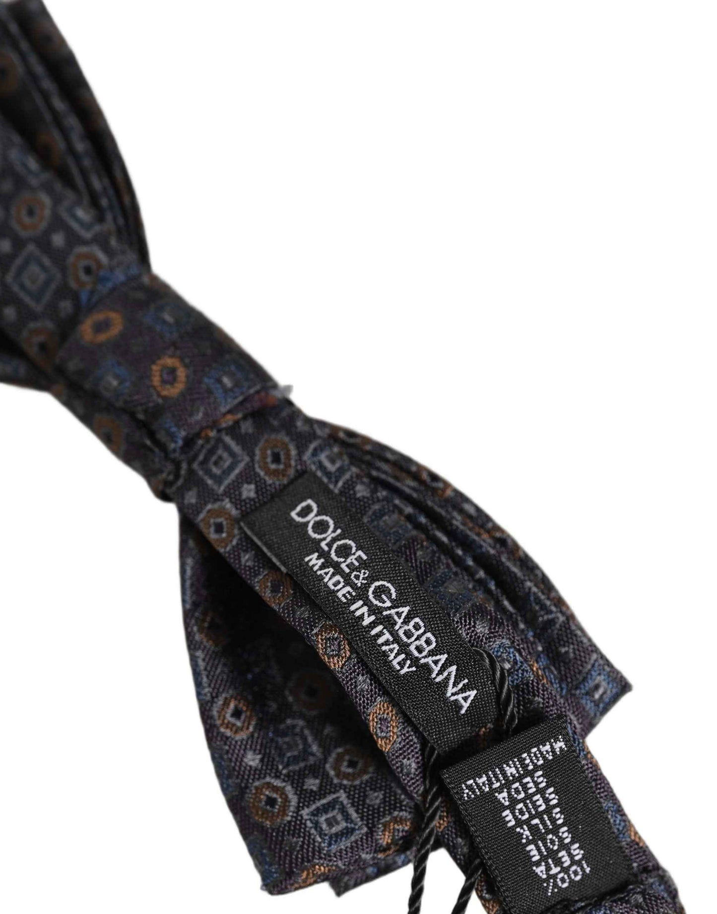 Men Dark Gray Geometric Adjustable Neck Bow Tie