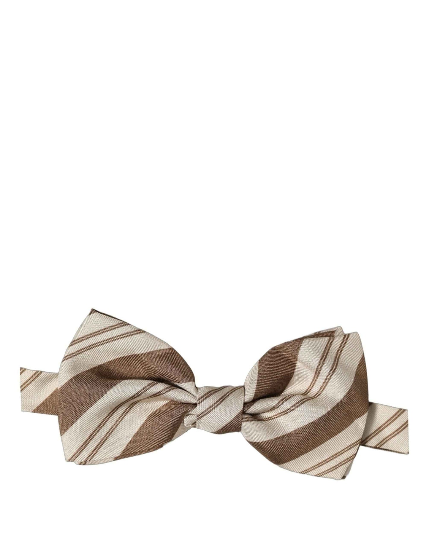 Men Brown Beige Stripes Adjustable Neck Papillon Bow Tie