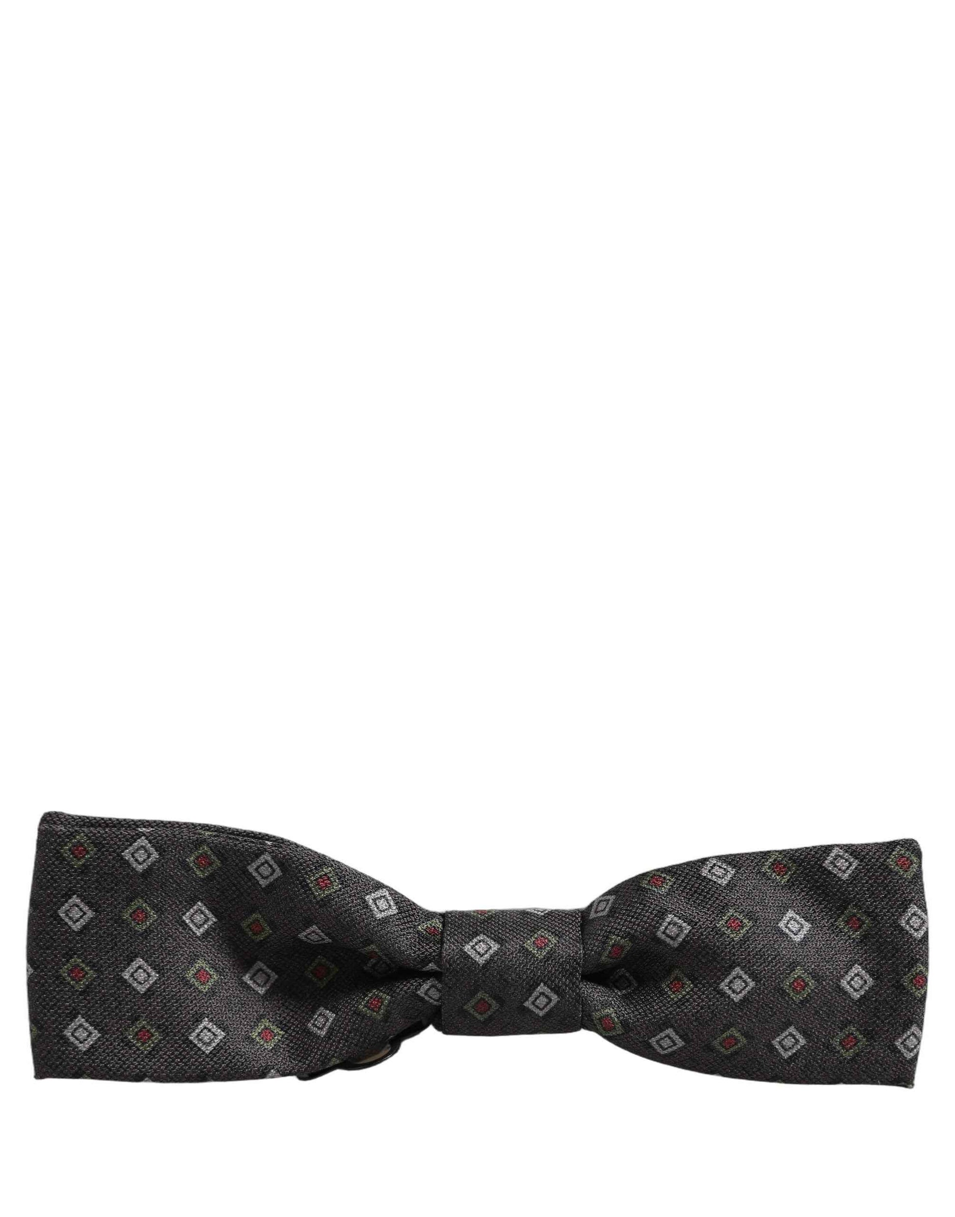 Men Dark Gray Geometric Adjustable Bow Tie
