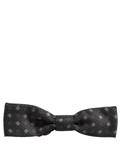Men Dark Gray Geometric Adjustable Bow Tie