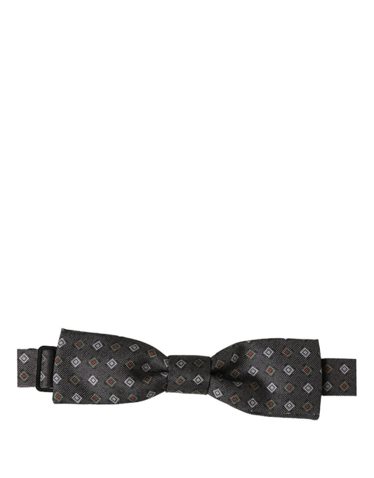 Men Dark Gray Geometric Adjustable Bow Tie