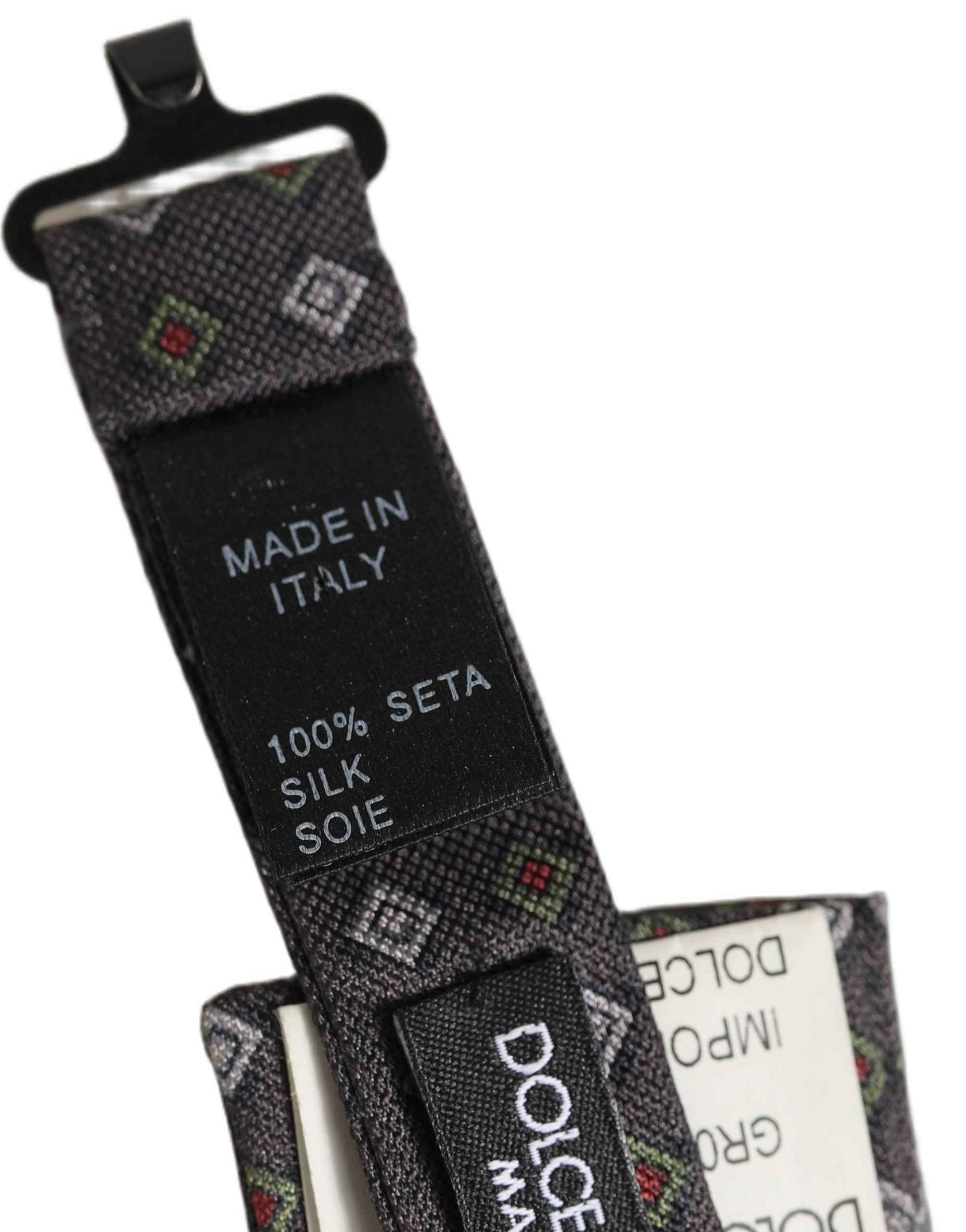 Men Dark Gray Geometric Adjustable Bow Tie