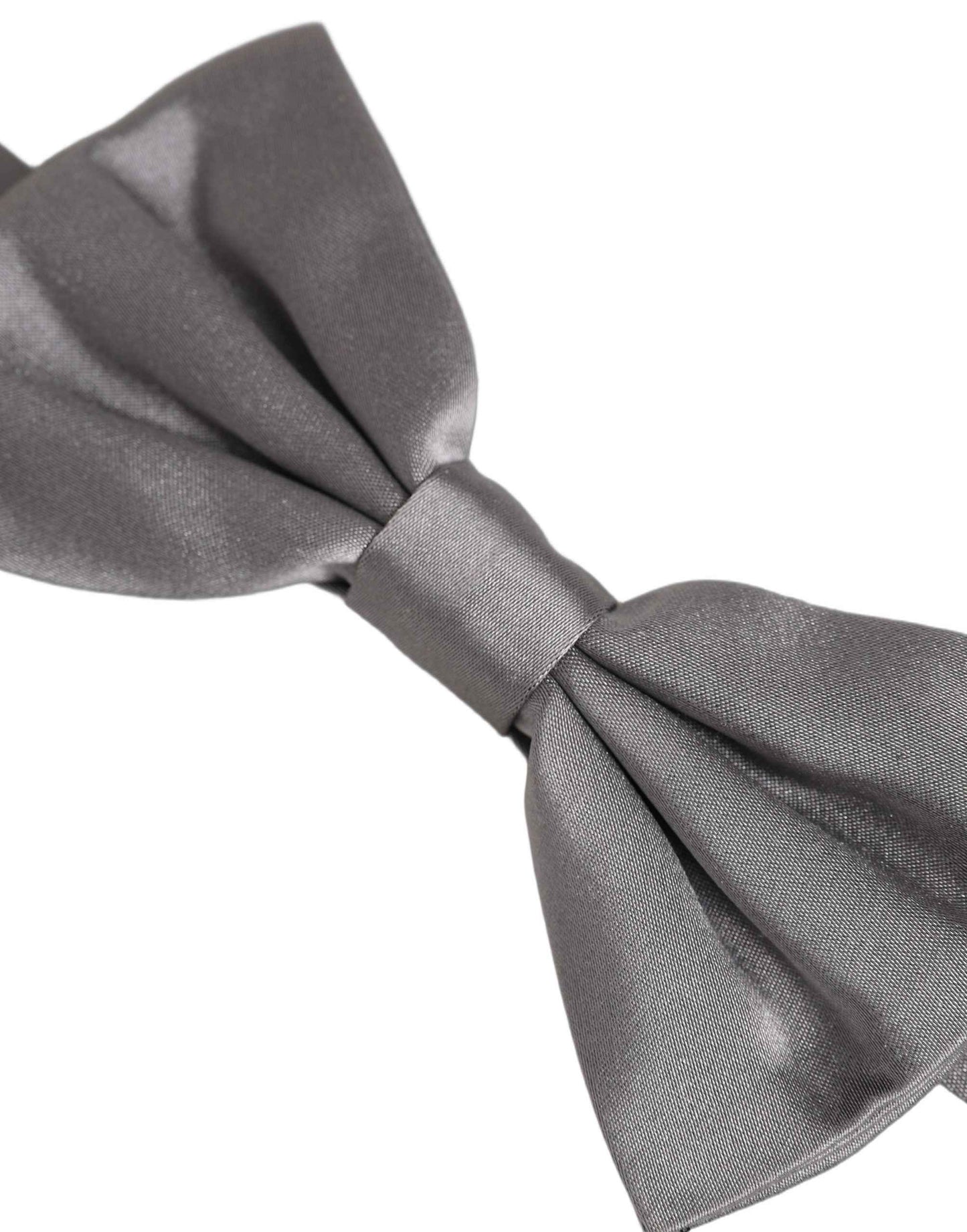 Men Gray 100% Silk Adjustable Neck Papillon Bow Tie