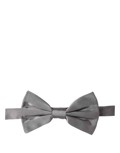 Men Gray 100% Silk Adjustable Neck Papillon Bow Tie