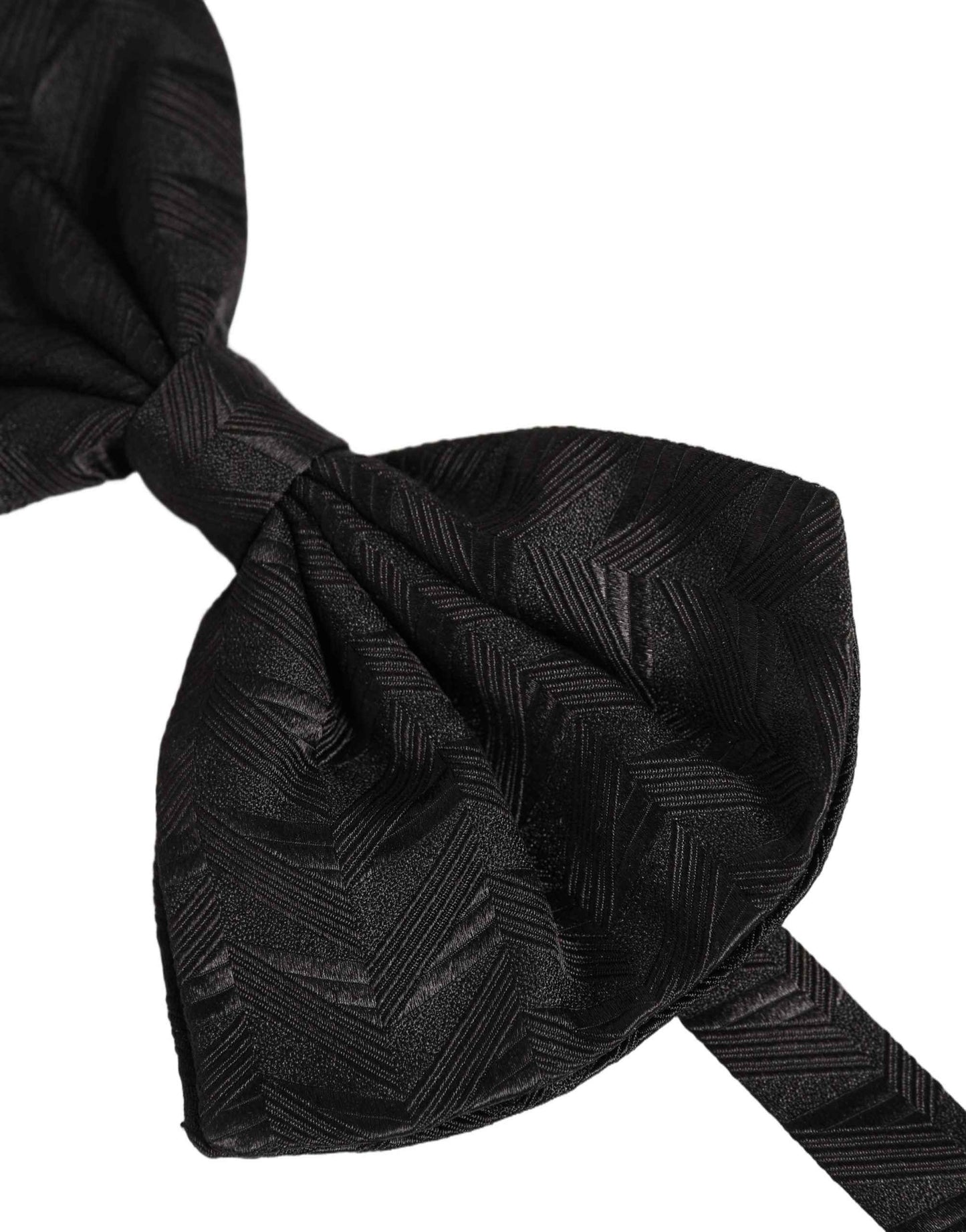 Men Black Patterned Adjustable Neck Papillon Bow Tie