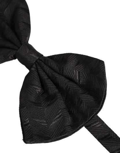 Men Black Patterned Adjustable Neck Papillon Bow Tie