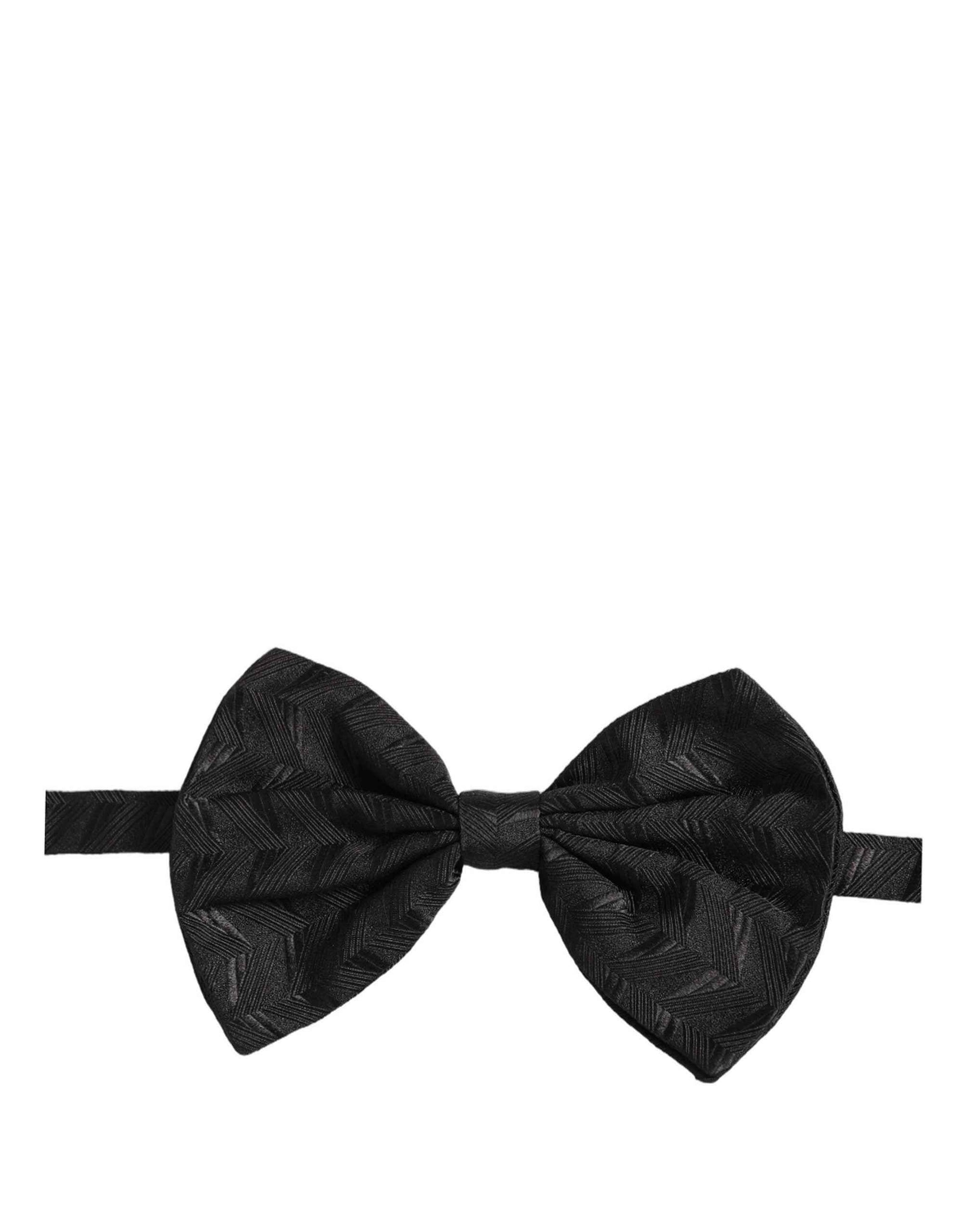 Men Black Patterned Adjustable Neck Papillon Bow Tie