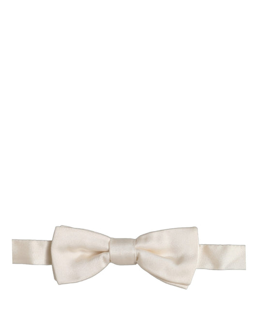 Men Off White 100% Silk Adjustable Neck Papillon Bow Tie
